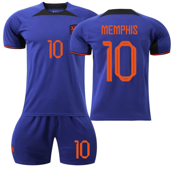 Nederländerna Away 22 23 23Fotbollströja NO.10 Memphis 22(130-135cm)