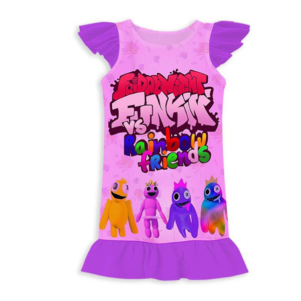 Rainbow Friend Girls Nattlinne Nattskjorta Pyjamas Nattlinne Sovkläder Pyjamas Klänning 140cm purple