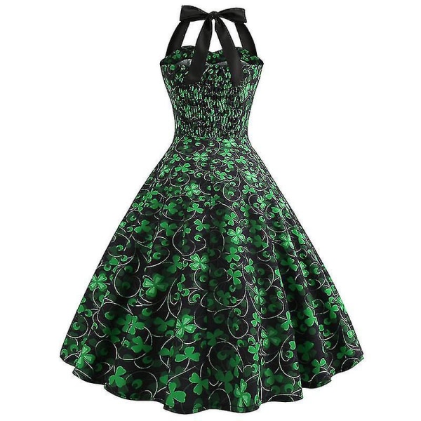 Kvinnor print Grimma Retro Rockabilly ärmlös svängklänning A 2XL