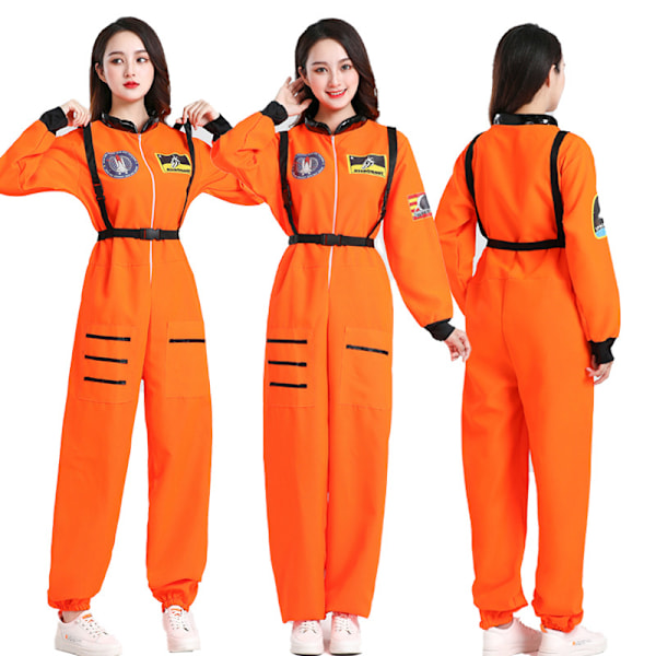 Halloween Astronaut Rymddräkt Pilot CoS Karaktär Flygare Kostym Astronaut Kostym Scen Kostym Lek Klänning Orange Adult M