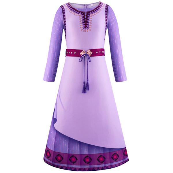 Asha Asha prinsessklänning Stjärnönskan cos kläder flickors långärmad klänning festklänning barn cosplay kläder Princess Asha dress 130cm