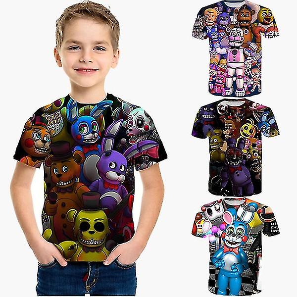 Ny design T-shirt med 3d print för barn Five Nights At Freddy's 3d T-shirt Pojkar Flickor Kortärmade T-shirts 100-160 Cm Blue 150 cm