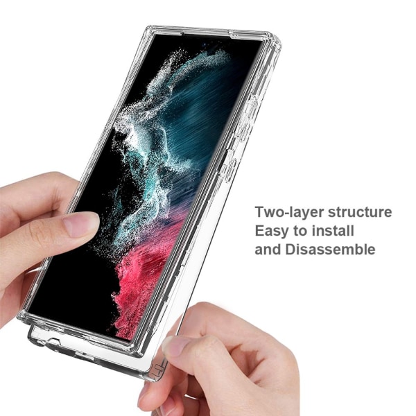 Xhy Samsung Galaxy S23 Ultra case med linsskydd 2 i 1 förstärkt stötfångarskydd Anti repor Transparent Stötsäker Hållbar Non-Ye