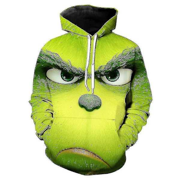 Christmas Unisex The Grinch Novelty Hoodie Långärmad 3d Printing Pullover Sweatshirt Jumper Toppar För Män Kvinnor Vuxen A M