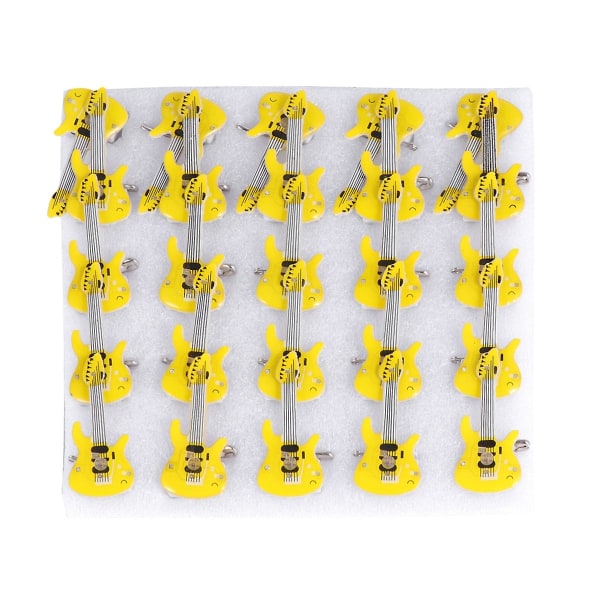 25 st Musiktema Leksak Gitarr Led Brosch Tecknad Brosch Bedårande Brosch Kläder Krage Tillbehör (gul) Yellow 25pcs