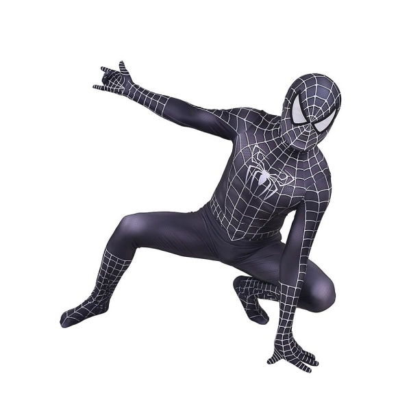 Halloween Svart Remy Spiderman Cosplay Kostym Venom Symbiote Remy Suit Zentai Body Vuxen Hood Detachable M