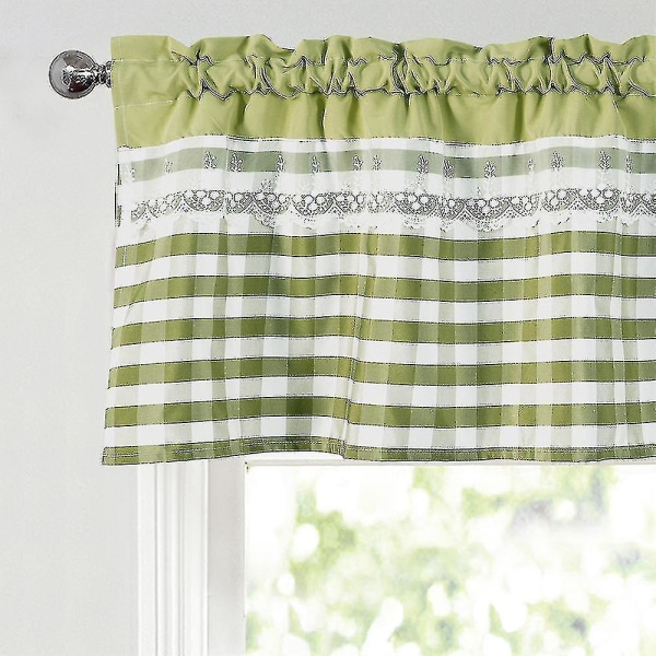 Köksgardiner Dekor Fönstergardin Lyx Cafe Valance Topper Draperier Yellow Green 130cmx41cm