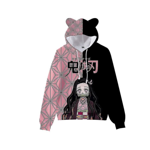 Demon Slayer Kamado Nezuko Cosplay Hoodie 3d Print Hooded Ear Pullover Sweatshirt Streetwear Jacka Coat-c 140 A