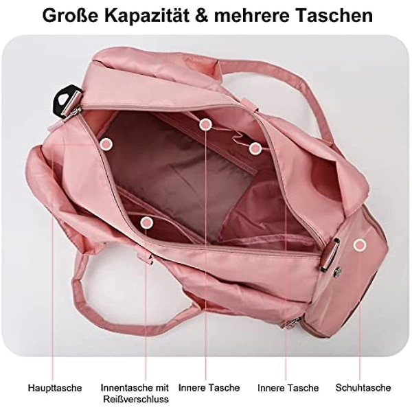 Sportgymnastikväska, yogaväska för kvinnor för yogamattor, resekappsäck, bärväska, vattentät träningsväska i Oxfordtyg Pink