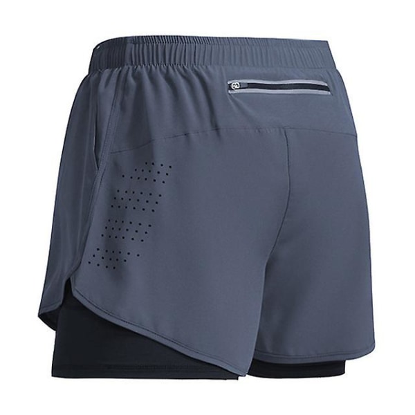 2023 Sport Shorts Herr Sportkläder Dubbeldäck Träning Korta Byxor Sommar 2 I 1 Strand Homme Kläder Jogging Gym Löpning Shorts Z L Gray