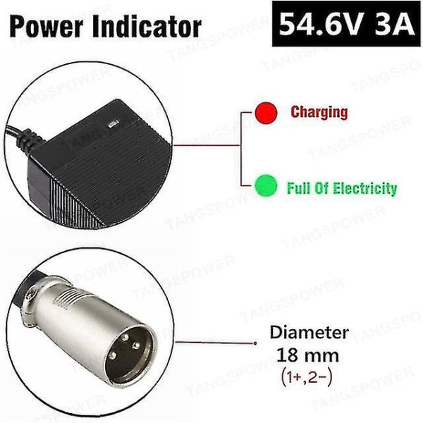 54,6v 3a litiumbatteriladdare Elcykelladdare Kompatibel 13s 48v Li-ion batteriladdare-b 3-pin xlr Eu