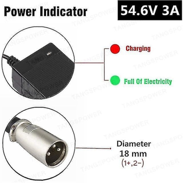 54,6v 3a litiumbatteriladdare Elcykelladdare Kompatibel 13s 48v Li-ion batteriladdare-b 4-pin xlr Us