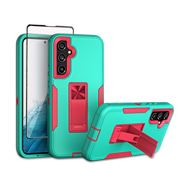 Xhy Samsung Galaxy A54 5G- case med skärmskydd och magnetiskt bilfäste Kickstand Militärklass helkropp dubbellager Drop Rugged Dura green&rosered