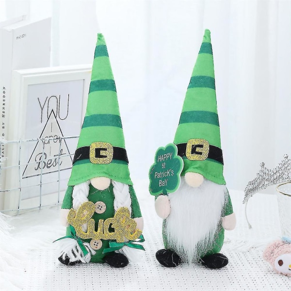 2 st St. Patrick's Day Grön Hat Gnome Doll För Irländska Festival Dekorationer null none