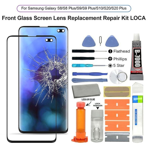Reparationssats för byte av främre glasskärmslins Loca Lim Tool kompatibel Samsung Galaxy S8/s8 Plus/s9/s9 Plus/s10/s20/s20 Plus Jikaix for Samsung Galaxy S21