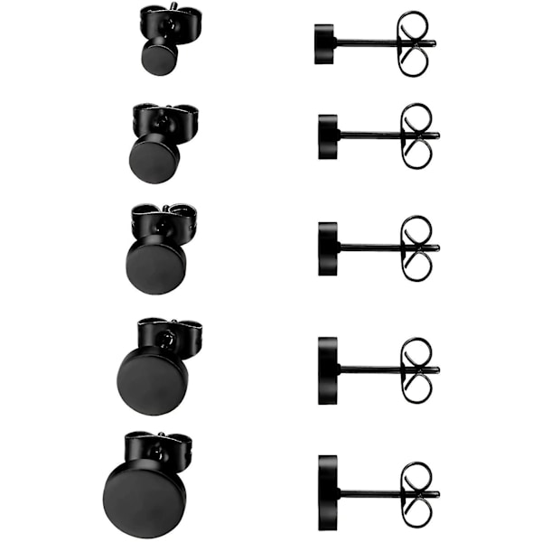 Handgjorda örhängen Runda Ice-matt | Perfekt present Black (5 pairs)