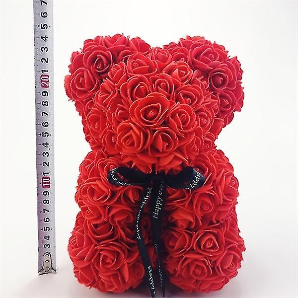 Alla hjärtans dag present 25cm Rose Teddy Bear Från Blommor Björn Med Blommor Röd Rose Björn Purple none