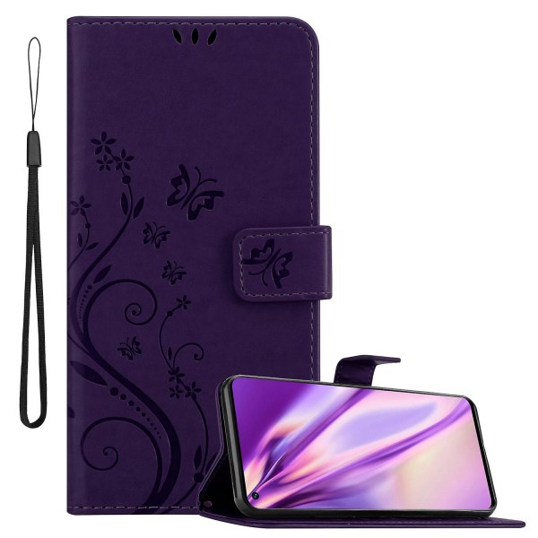 Oppo FIND X3 NEO Cover Case Case - med blommönster och stativfunktion och kortplats FLORAL DARK LILA FIND X3 NEO