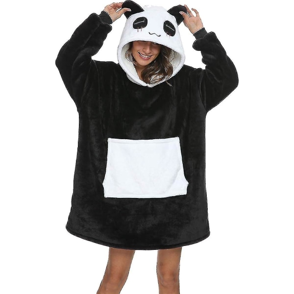 Bärbar filt Sweatshirt Unisex Panda Hoodie Oversized Sherpa filt Varm med ficka L