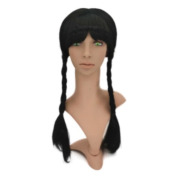 2023 Onsdag Svart klänning cosplay kostym Halloween Adams prinsessklänning cos kläder SA26 twist braid wig 100cm