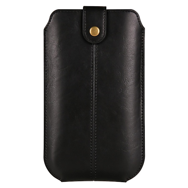 Crazy Horse Texture Pu Läder Telefonbältesväska för mobiltelefoner Universal midjetelefonhölsterväska med kortlager Black 6.7 inches