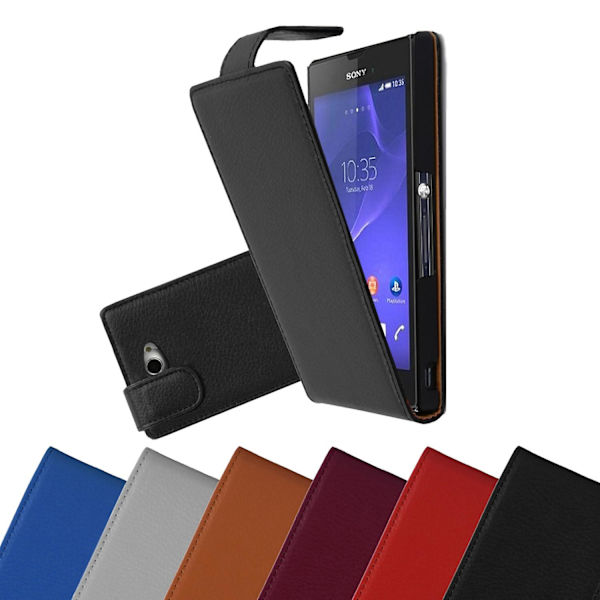 Sony Xperia M2 / M2 AQUA Hülle Handy Cover Flip Case Etui - med texturerad yta INFERNO RED Xperia M2 / M2 AQUA