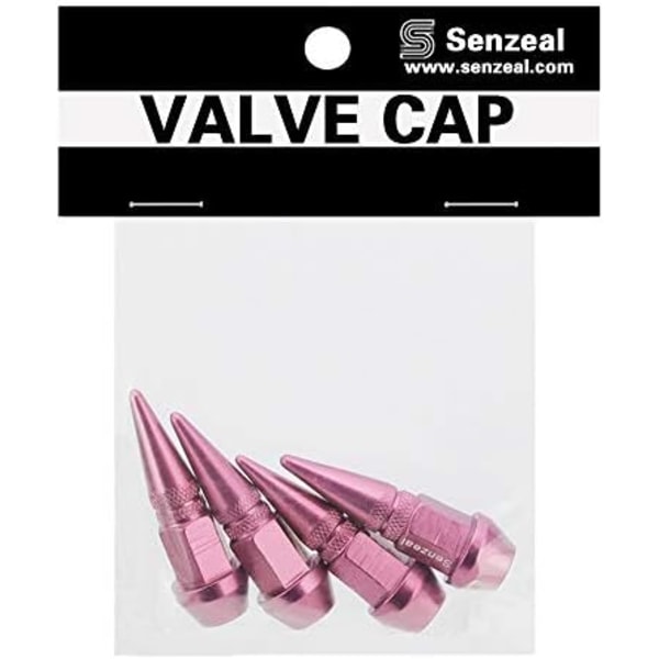 Senzeal 4X Long Impale Spike Style Polerad Aluminium Däck Ventil Kopplar Röd Pink-46mm