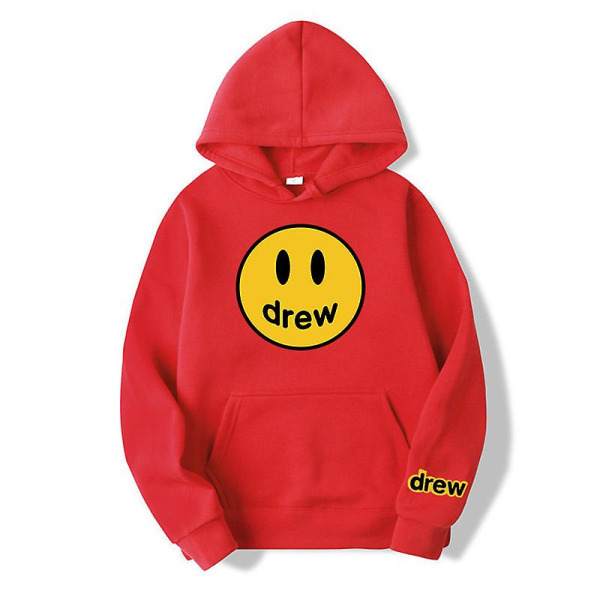 Drew Smiling Face Tröja Herr Samma modell Justin Bieber Same Street Par Klänning Hoodie red M