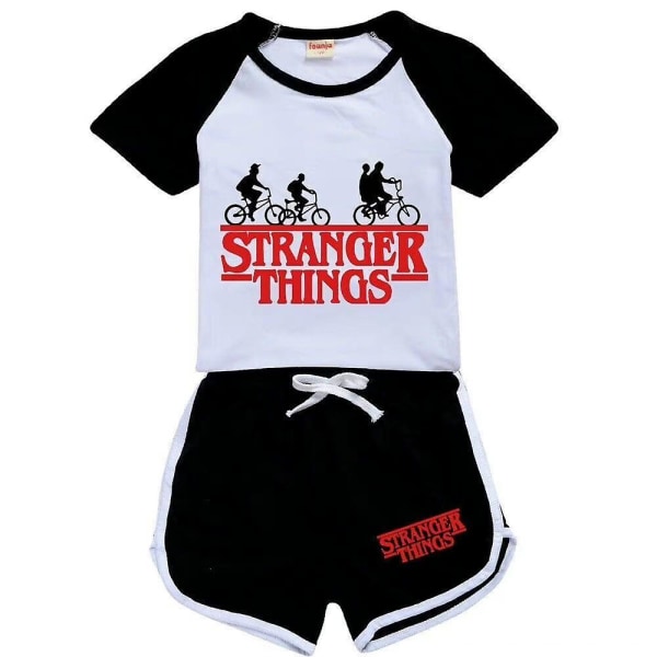 11-16 år Kids Stranger Things Kortärmad T-shirt Shorts Set Black 13-14 Years