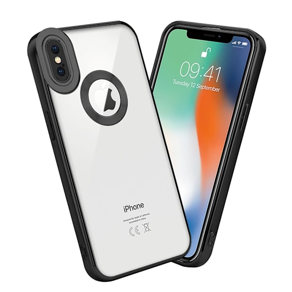 Apple iPhone X / XS Hülle Handy Cover TPU- case - Chrome Look med Kameraskydd Transparent - Black iPhone X / XS
