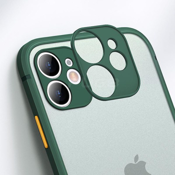 Matt Transparent Stötsäkert Iphone Case Med Silikon Bumper - Xs Max, Xr, Se & More Dark green for iphone 11 pro