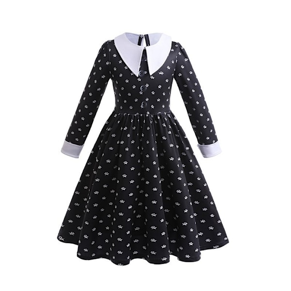 2023 Onsdag Svart klänning cosplay kostym Halloween Adams prinsessklänning cos kläder E74 140cm