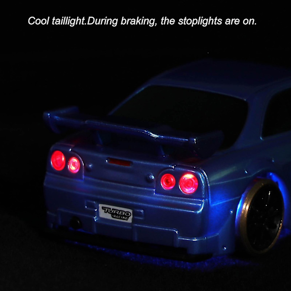 Turbo Racing 1:76 C64 Drift RC-bil med gyro, radio, full proportionell fjärrkontroll, leksaker, RTR-kit Blue none