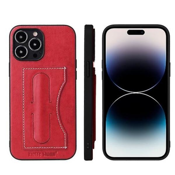 Nytt för Iphone 15 Pro Max Fierre Shann Hållare Cover Pu Phone case Red