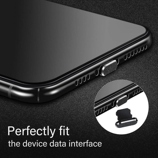 4st Lämplig för Iphone Apple Mobiltelefon USB Laddningsport Dust Plug Black 4PCS