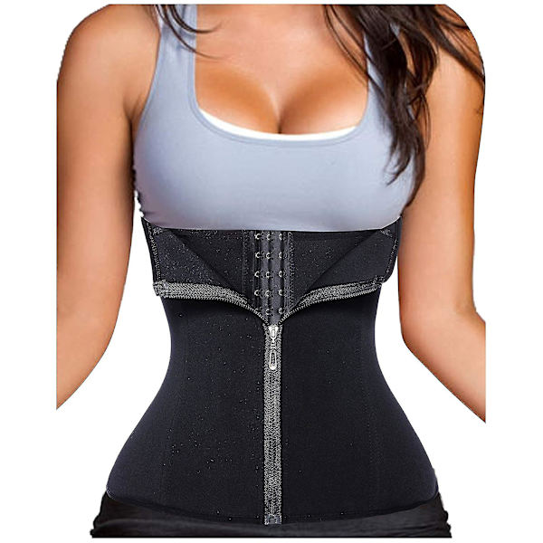 3 Clip&1 Zip 6 Stålbenad waist trainer Sportträning Kroppsformare Magkontroll Black XL