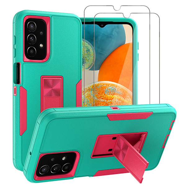 Xhy Samsung Galaxy A23 5G- case med skärmskydd och magnetiskt bilfäste Kickstand Militärklass helkropp dubbellagers fallskydd green&rosered