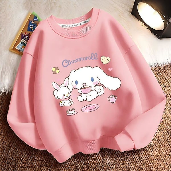 Nya härliga Sanrioed barnhuvtröjor Kawaii Anime Tecknad Cinnamoroll Pojkar Flickor Bomullströja Höst Barn Pullover Presenter 160(145-160cm) pink cinna