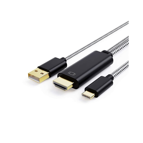 USB C till HDMI-kabel, med USB laddning 6 fot, kabelskapande typ C null none