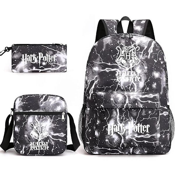 Barns Harry Potter tredelad skolväska med printed stor kapacitet utomhusryggsäck#2 lightning black none