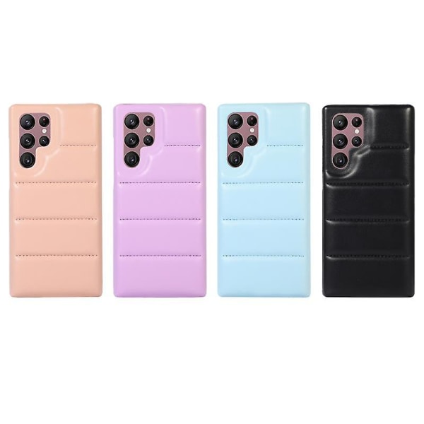 3d Puffer dunjacka Stötsäkert case som är kompatibelt med Samsung Galaxy S22 S22+ S22 Ultra S22 Pink