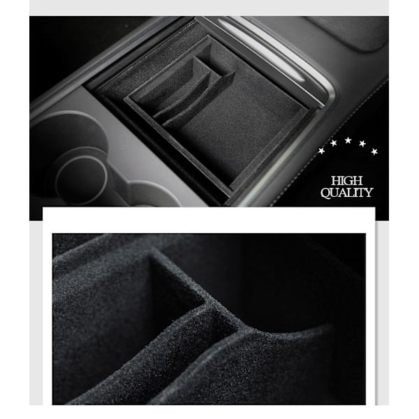 För Tesla Model 3 Y Tillbehör Auto Center Console Organizer Abs Förvaringslåda Brickfilt Fodrad/silikonmatta 2021 2022 2023 Felt Lined Version