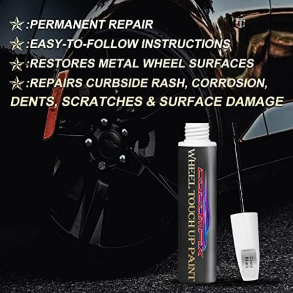 cocomfix Fälgreparationssats, Black Rim Touch Up Paint Kit, Reparationssats för fälgar. SNABB &amp; LÄTT för kantstensutslag, repor och större Ordinary Gloss Black