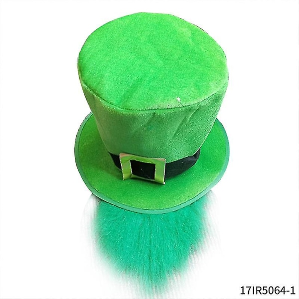 Shxx St. Patrick's Day Fedora Hatt i rutigt tyg | Festtillbehör, irländsk festivalhatt Shamrock High Hat Green Hat Festivaldekorationer F Zs-y null none