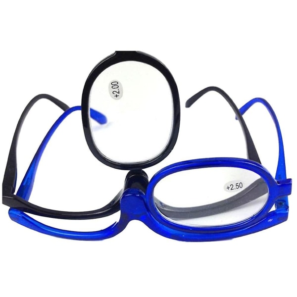Unisex 180 graders rotation Vikbar monokel Förstorande smink Läsglasögon Blue 1.50 Diopter