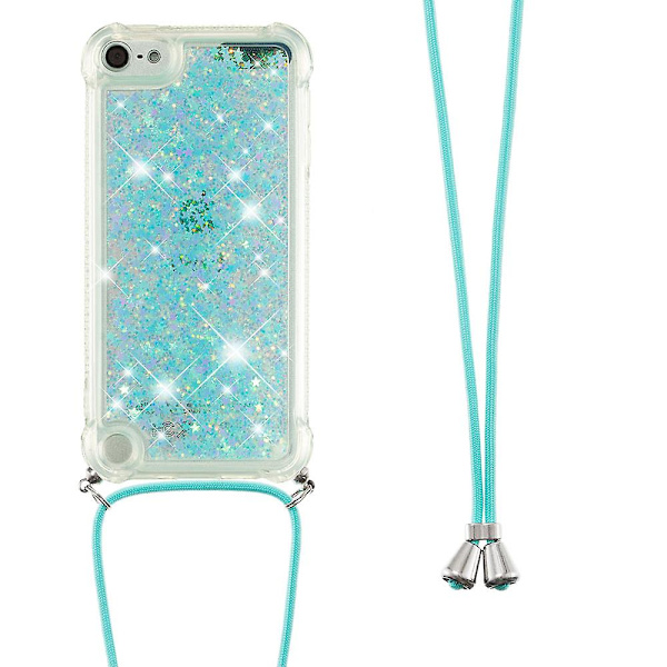 Long Lanyard Glitter Liquid Quicksand Tpu Cover för Ipod Touch (2019)/ipod Touch 6/5 - Mörklila hjärtan Silver Blue Stars