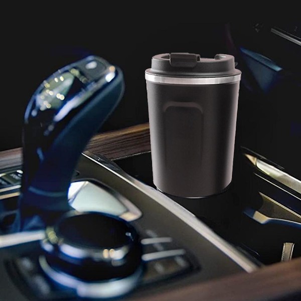 Isolerad kaffemugg med lock Vakuumkopp i rostfritt stål termosmugg black style1