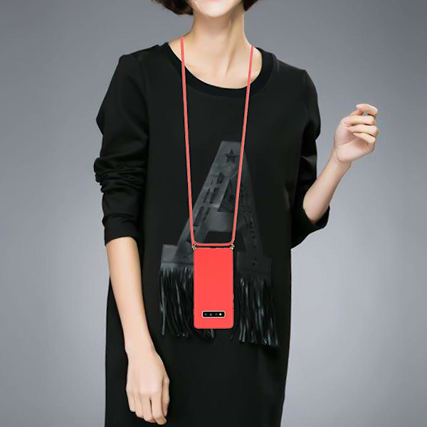 Wheat Straw Material + Tpu Case med snodd för Samsung Galaxy S10 Plus Red For Samsung Galaxy S10 Plus