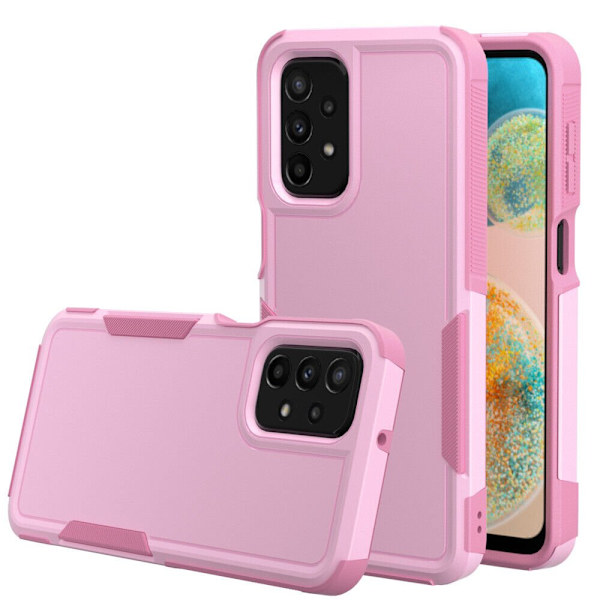 Xhy Samsung Galaxy A23 5G Case med skärmskydd Militärklass Dubbellager Drop Resistant Hållbar för Galaxy A23 5G telefon - Vit Grå pink