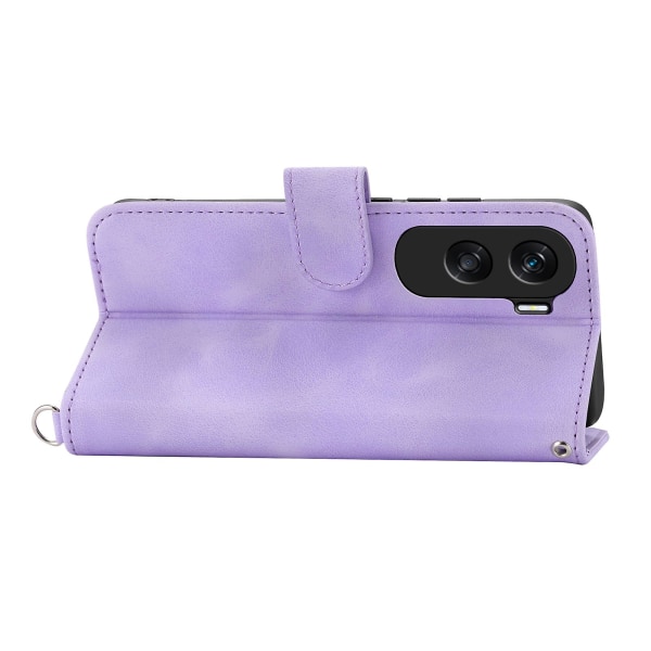 Case för Honor 90 Lite 5g / X50i 5g, cover med mönstertryckt läderfodral med rem Light Purple